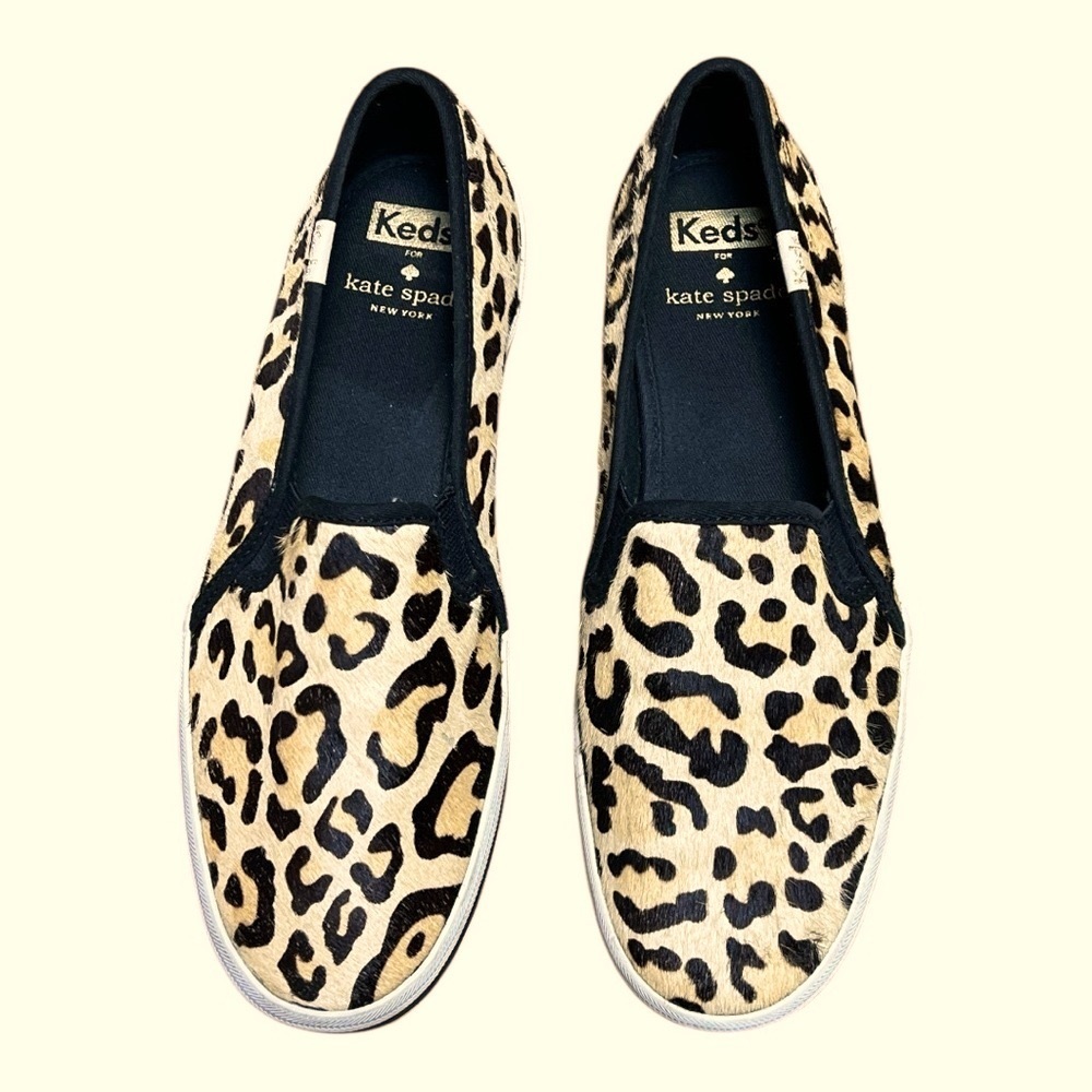 Keds X Kate Spade New York Double Decker Leopard Print Sneakers Slide On Size 7